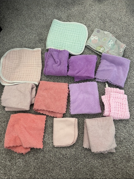 Other - Assorted Kids Wash Cloths - Pastel Pink, Purple, Coral & Mint